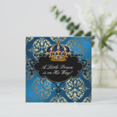Royal Navy Blauw Goud Prins Baby Jongen Douche Kaart (Staand voorkant)
