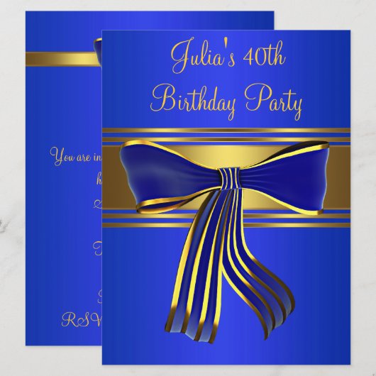 Royal Navy Blauw Goud Vrouwen 40ste Verjaardag Par Kaart (Voorkant / Achterkant)