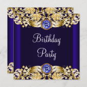 Royal Navy Blauw Goud Vrouwen Verjaardagsfeest Kaart (Voorkant / Achterkant)