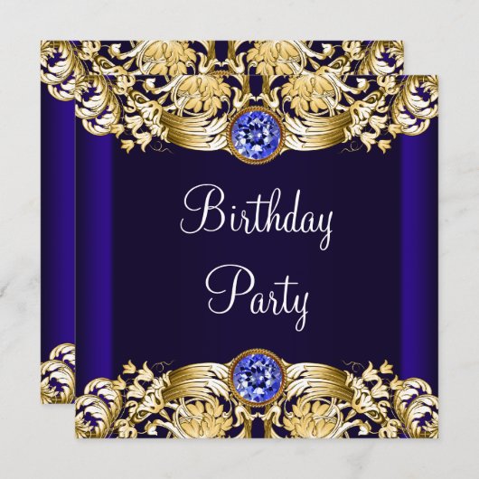 Royal Navy Blauw Goud Vrouwen Verjaardagsfeest Kaart (Voorkant / Achterkant)