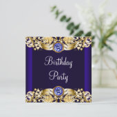 Royal Navy Blauw Goud Vrouwen Verjaardagsfeest Kaart (Staand voorkant)