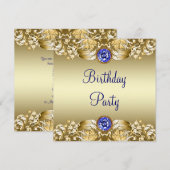 Royal Navy Blauw Goud Vrouwen Verjaardagsfeest Kaart (Voorkant / Achterkant)