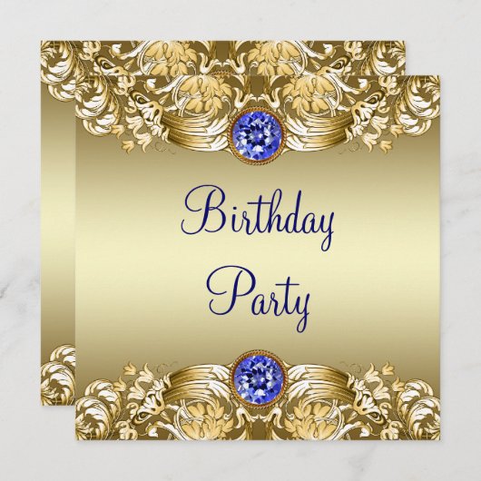 Royal Navy Blauw Goud Vrouwen Verjaardagsfeest Kaart (Voorkant / Achterkant)