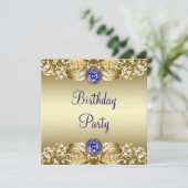 Royal Navy Blauw Goud Vrouwen Verjaardagsfeest Kaart (Staand voorkant)
