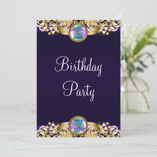 Royal Navy Blauw Goud Vrouwen Verjaardagsfeest Kaart (Staand voorkant)