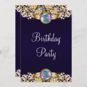 Royal Navy Blauw Goud Vrouwen Verjaardagsfeest Kaart (Voorkant / Achterkant)