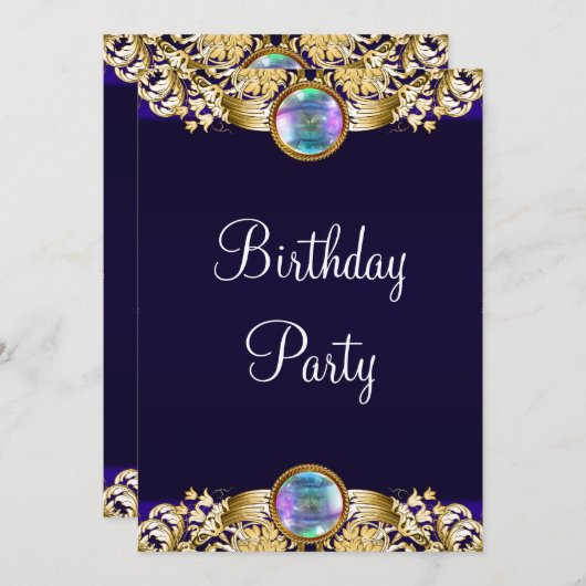 Royal Navy Blauw Goud Vrouwen Verjaardagsfeest Kaart (Voorkant / Achterkant)