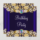 Royal Navy Blauw Goud Vrouwen Verjaardagsfeest Kaart (Voorkant / Achterkant)