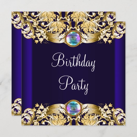 Royal Navy Blauw Goud Vrouwen Verjaardagsfeest Kaart (Voorkant / Achterkant)
