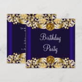 Royal Navy Blauw Goud Vrouwen Verjaardagsfeest Kaart (Voorkant / Achterkant)