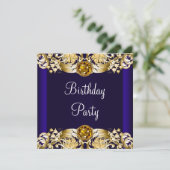 Royal Navy Blauw Goud Vrouwen Verjaardagsfeest Kaart (Staand voorkant)