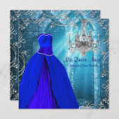 Royal Navy Blauw Wit Quinceanera Kaart (Voorkant / Achterkant)