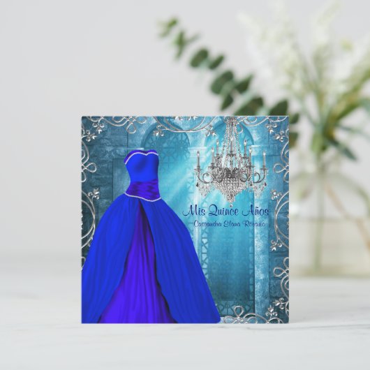 Royal Navy Blauw Wit Quinceanera Kaart (Staand voorkant)