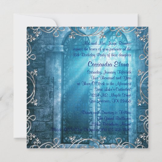 Royal Navy Blauw Wit Quinceanera Kaart (Achterkant)