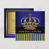 Royal Navy Blauw Zwart Goud Prins Baby Shower Kaart (Voorkant / Achterkant)