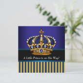 Royal Navy Blauw Zwart Goud Prins Baby Shower Kaart (Staand voorkant)