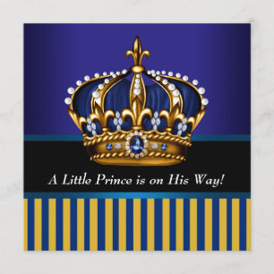 Royal Navy Blauw Zwart Goud Prins Baby Shower Kaart