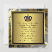 Royal Navy Blauw Zwart Goud Prins Baby Shower Kaart (Achterkant)