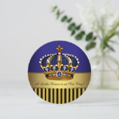 Royal Navy Blauw Zwart Goud Prins Baby Shower Kaart (Staand voorkant)