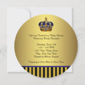 Royal Navy Blauw Zwart Goud Prins Baby Shower Kaart (Achterkant)