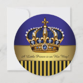 Royal Navy Blauw Zwart Goud Prins Baby Shower Kaart (Voorkant)