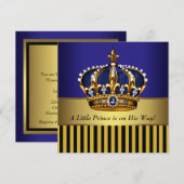 Royal Navy Blauw Zwart Goud Prins Baby Shower Kaart (Voorkant / Achterkant)
