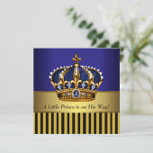 Royal Navy Blauw Zwart Goud Prins Baby Shower Kaart (Staand voorkant)