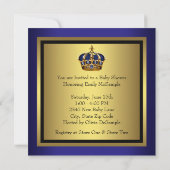 Royal Navy Blauw Zwart Goud Prins Baby Shower Kaart (Achterkant)