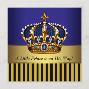 Royal Navy Blauw Zwart Goud Prins Baby Shower Kaart