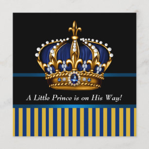 Royal Navy Blauw Zwart Goud Prins Baby Shower Kaart
