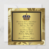 Royal Navy Blauw Zwart Goud Prins Baby Shower Kaart (Achterkant)