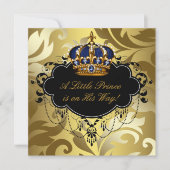 Royal Navy Blauw Zwart Goud Prins Baby Shower Kaart (Voorkant)