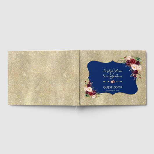 Royal Navy Blauwe Bloesem Gouden Trouw RSVP Gastenboek (Volledig)