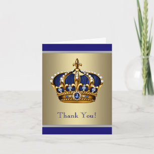 Royal Navy Blue and Gold Thank You Cards Bedankkaart