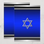 Royal Navy Blue Bar Mitswa Uitnodiging (Voorkant / Achterkant)