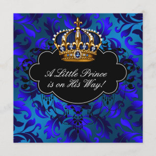 Royal Navy Blue Black Prince Baby Boy Shower Kaart