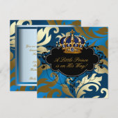 Royal Navy Blue Black Prince Baby Shower Kaart (Voorkant / Achterkant)