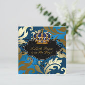 Royal Navy Blue Black Prince Baby Shower Kaart (Staand voorkant)