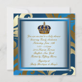 Royal Navy Blue Black Prince Baby Shower Kaart (Achterkant)