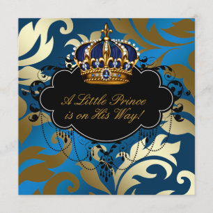 Royal Navy Blue Black Prince Baby Shower Kaart