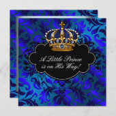 Royal Navy Blue Black Prince Baby Shower Kaart (Voorkant / Achterkant)