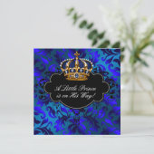 Royal Navy Blue Black Prince Baby Shower Kaart (Staand voorkant)