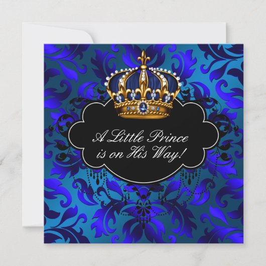 Royal Navy Blue Black Prince Baby Shower Kaart (Voorkant)