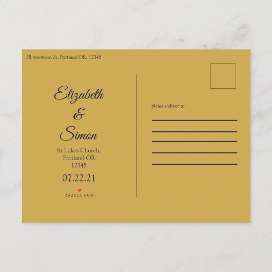 royal navy blue elegant gold save the date aankondigingskaart (Achterkant)