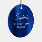 Royal Navy Blue Faux Folie 18e Verjaardag Foto Keramisch Ornament (Rechts)