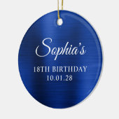 Royal Navy Blue Faux Folie 18e Verjaardag Foto Keramisch Ornament (Links)