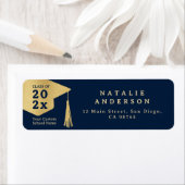 Royal Navy Blue Gold Afstuderen Pet retouradres Etiket (Insitu)