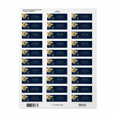 Royal Navy Blue Gold Afstuderen Pet retouradres Etiket (Full Sheet)