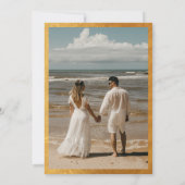 Royal Navy Blue Gold bruiloft uitnodiging met foto (Achterkant)