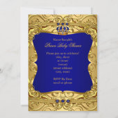 Royal Navy Blue Gold Crown Baby shower Invitation Kaart (Achterkant)